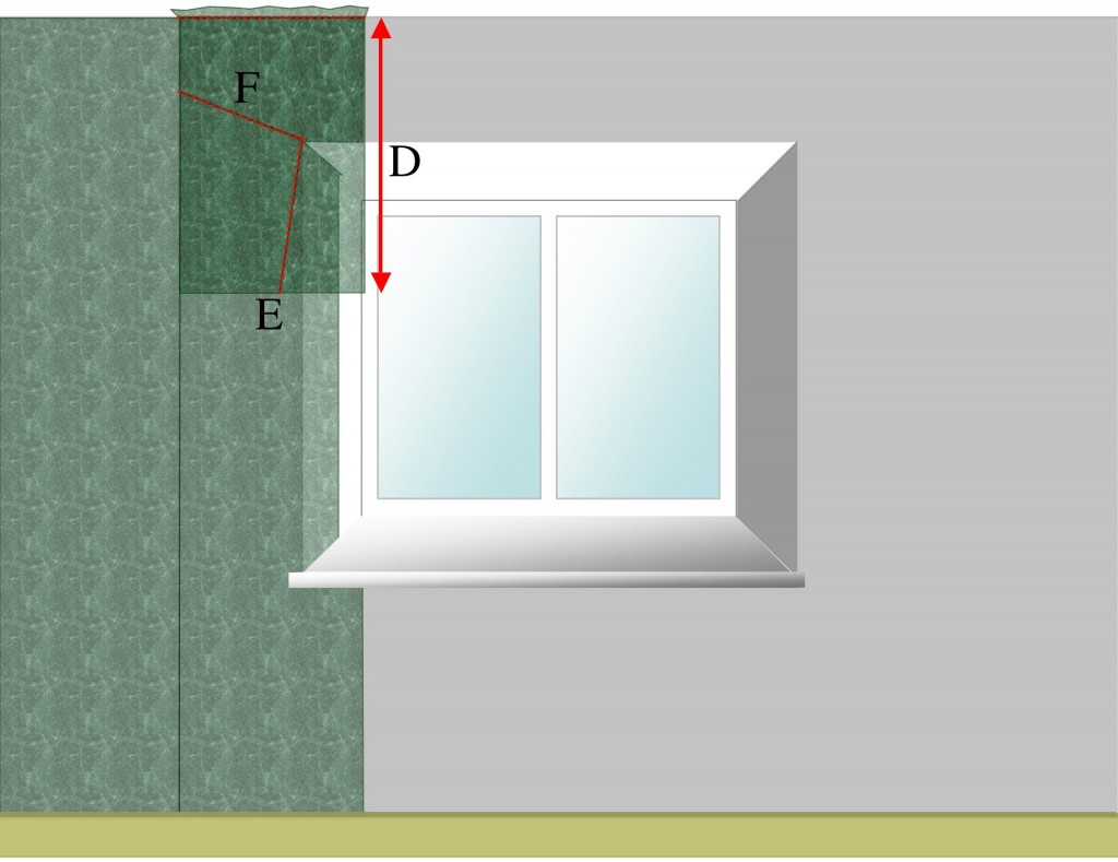 Splicing wallpaper joint above window