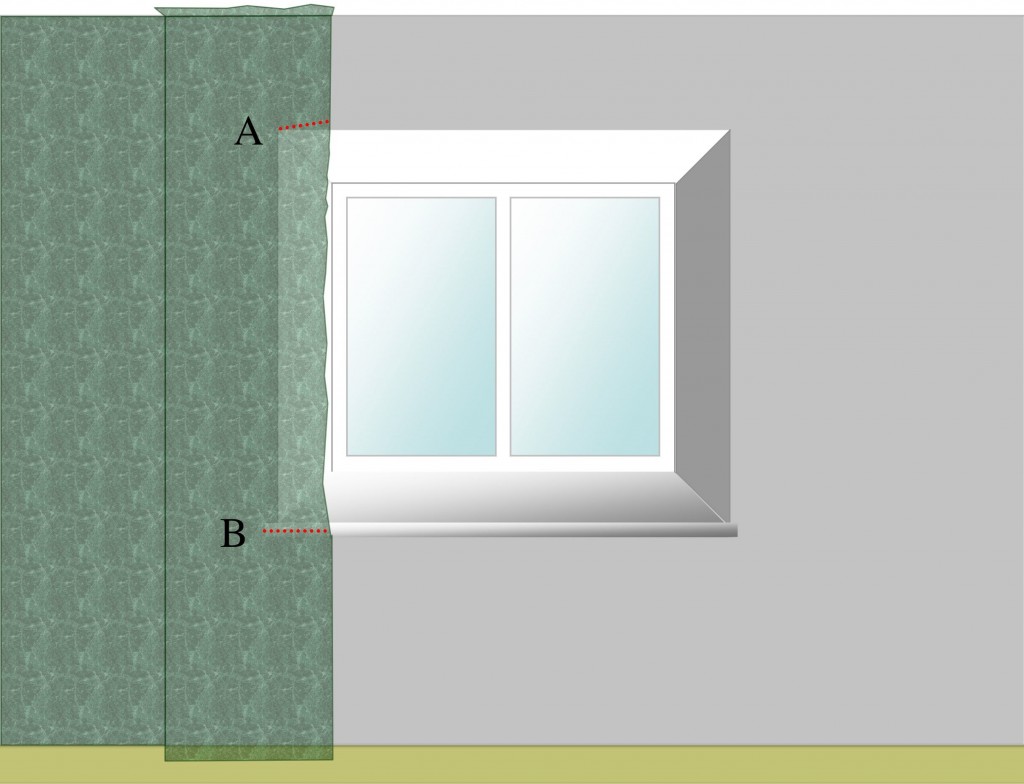 Starting wallpapering around a window