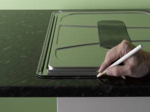 marking guideline around edge of kitchen sink