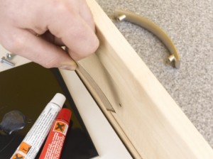 mixing up adhesive for drawer handle repair