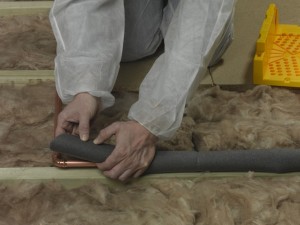 butt joining lengths of pipe insulation