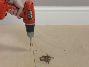 Screwing into floorboards