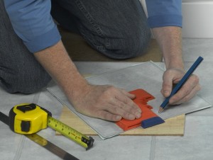 marking off for cutting vinyl tile