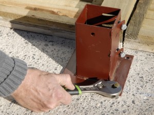 secure post bracket with bolts