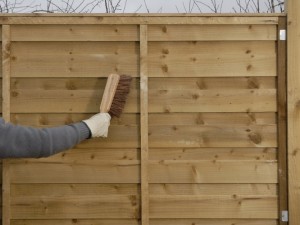 cleaning and brushing down fence