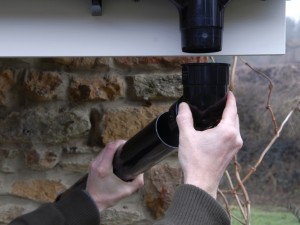 Using offset bends to connect with downpipe