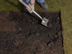 Removing turf for deck