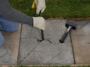 Removing broken patio or path slab