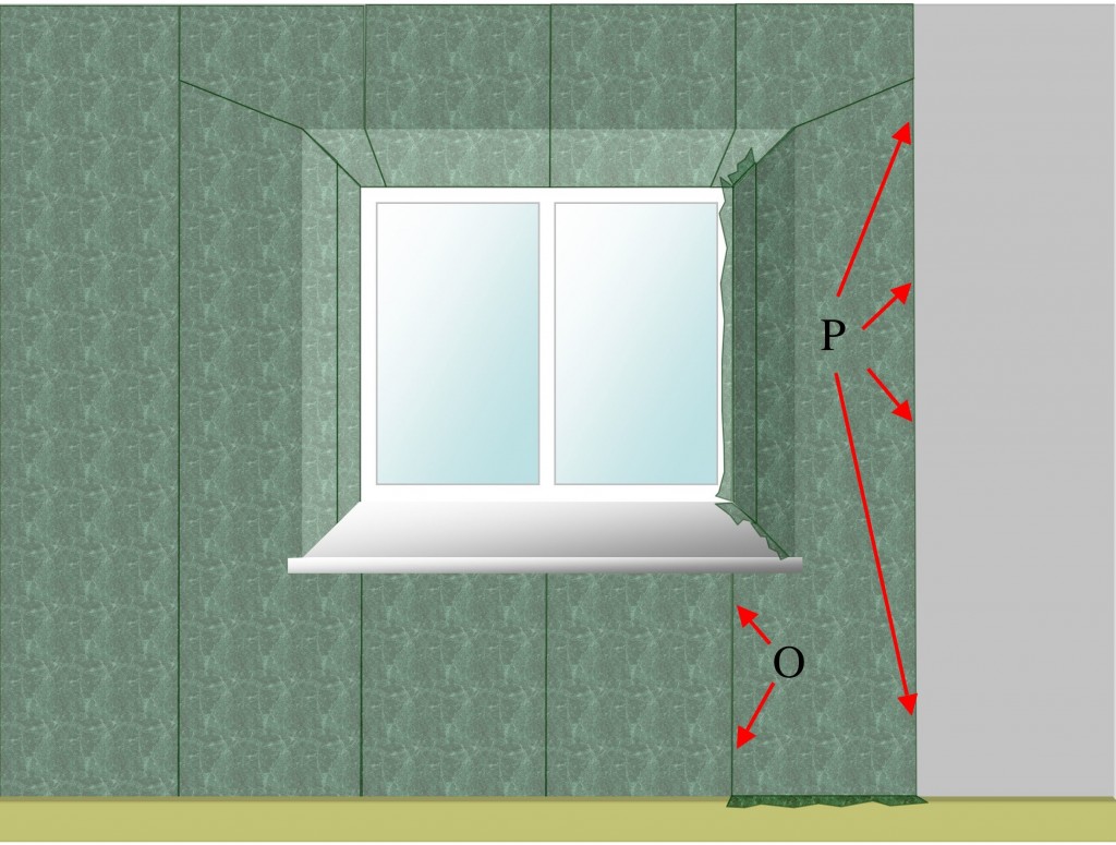 Final length of wallpaper around window