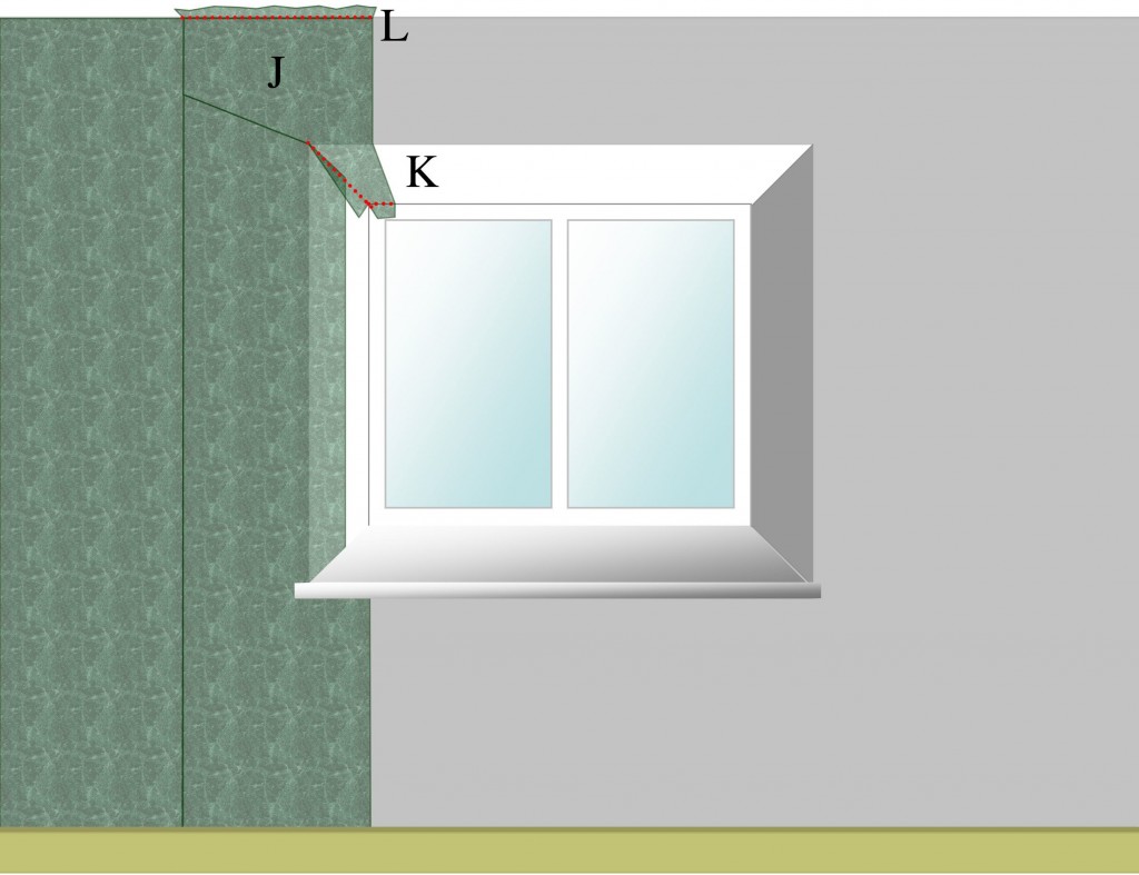 Small length of wallpaper above a window recess