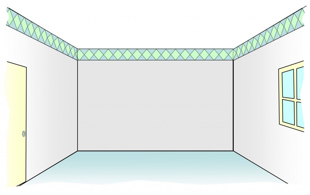 Hanging wallpaper border at top of the wall