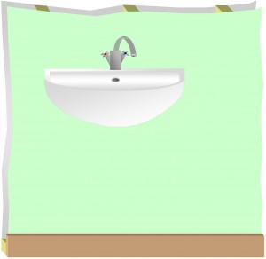 Hanging wall mounted basin on finished stud wall